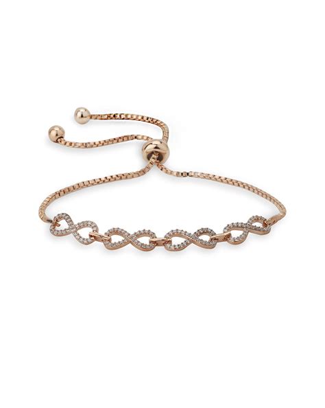 Carlton London Rose Gold Plated-Cz Studded Infinity Bracelet For Women ...