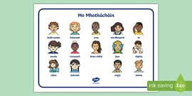List of Emotions as Gaeilge | Word Mat Gaeilge | Twinkl