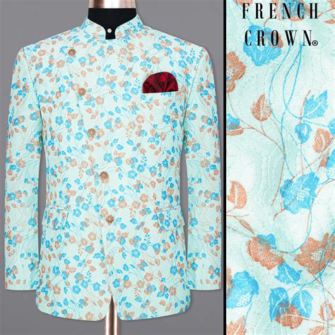 Mint Tulip and Tiffany Blue Textured Premium Bandhgala/Jodhpuri Blazers ...