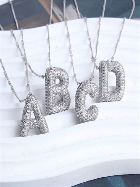 CZ Zirconia Crystal 26 A-Z Letters Pendant Necklace For Men Women Punk ...