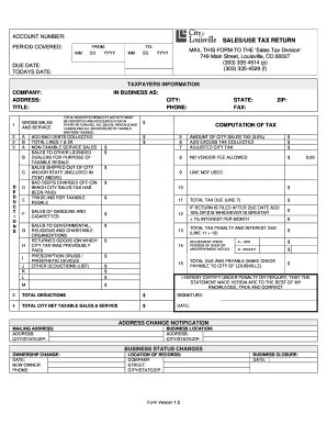 Fillable Online louisvilleco SALES/USE TAX RETURN - louisvilleco Fax ...