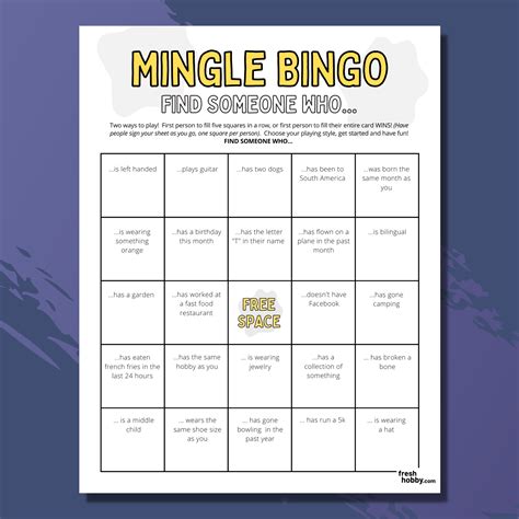 MINGLE BINGO | Find the Guest Icebreaker Game | Human Bingo Get-To-Know ...