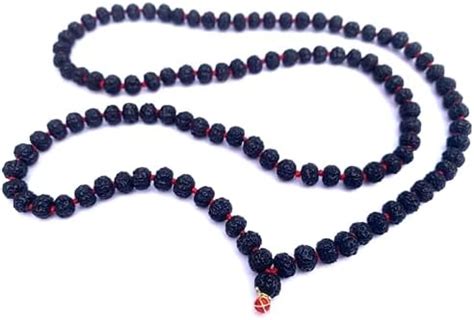 HONODIX Original Rudraksha Panchmukhi Mala (Black, 9-10mm) for Wearing ...