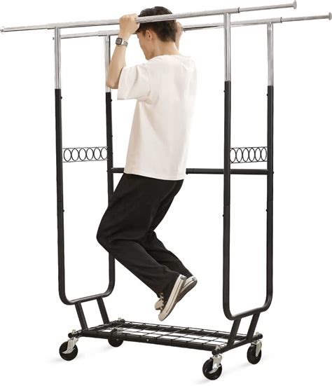 Buy LIFEFAIR Clothing Garment Rack Double Rail Rolling Clothes Rack ...