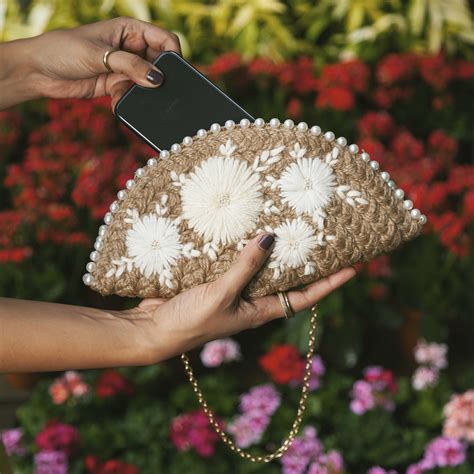 Serene White Half Moon Clutch Bag | Dhaaga Life