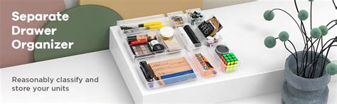 Kienlix Desk Drawer Organizers Trays Set Clear Plastic Storage Bins ...