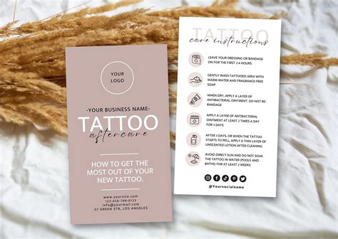 Tattoo aftercare card pmu aftercare tattoo care cards editable tattoo instructions card canva ...