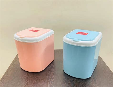 C.S.M Plastic Small Portable Table Dustbin/Desk Dustbin With Attached ...