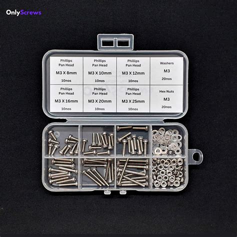 M3 Phillips Pan Head SS304 assorted box – OnlyScrews