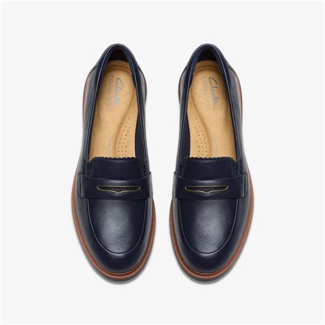Womens Westlynn Glow Navy Leather Slip-Ons | Clarks