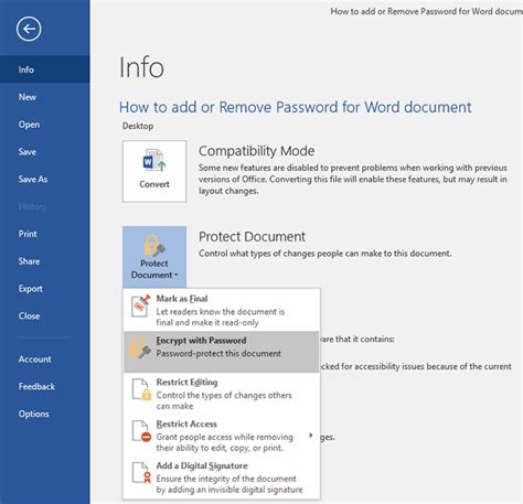 Image result for Word File Set Password