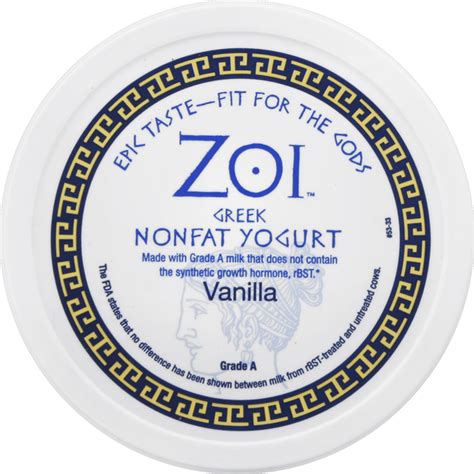 Zoi Greek Yogurt Yogurt, Greek, Nonfat, Vanilla (32 oz) Delivery or ...