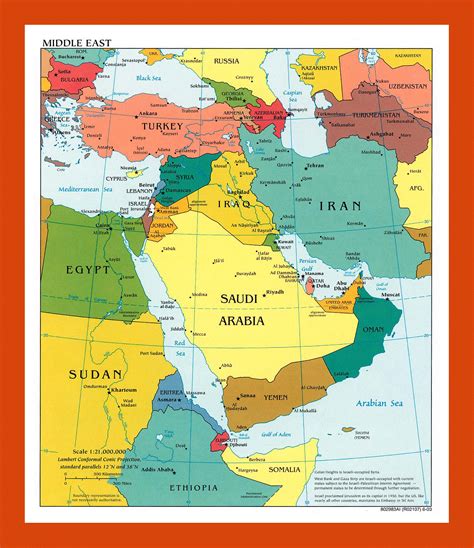 Map Of Asia And Middle East Countries Middle East 6th Grade World