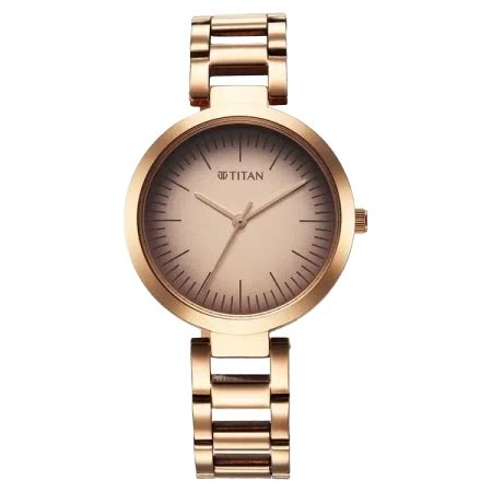 Shop Titan Workwear Quartz Analog Beige Dial Rose Gold Stainless Steel ...
