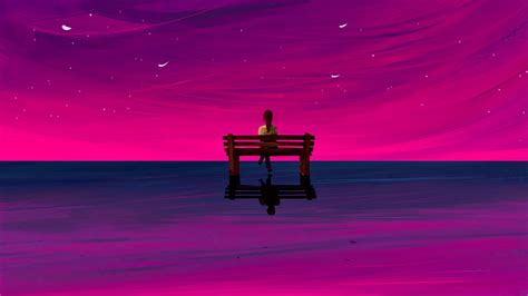 Wallpaper bench, silhouette, air balloon, art hd, picture, image