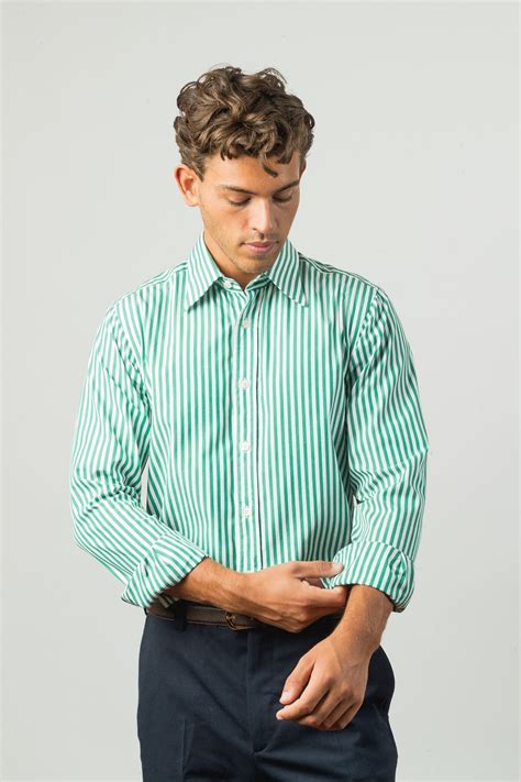 Green Striped Shirt Capital Orange And White Broad Stripe Designer