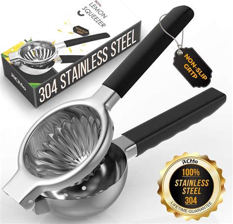 RCMo Stainless Steel Lemon Squeezer - Metal Citrus Juicer - Lime Lemon ...