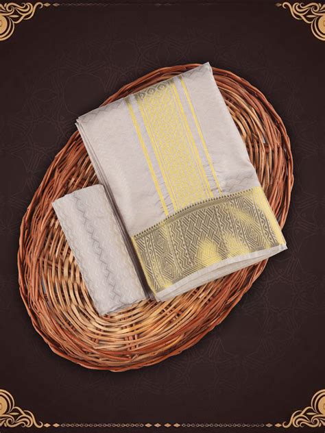 Men Art Silk Jari Dhoti & Shirting Peach Mangalakara Set 140k (2 in 1)