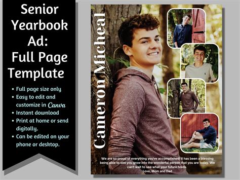 Full Page Senior Yearbook Ad Template Yearbook Ad Full Page - Etsy
