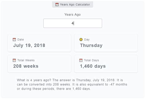 Years Ago Calculator