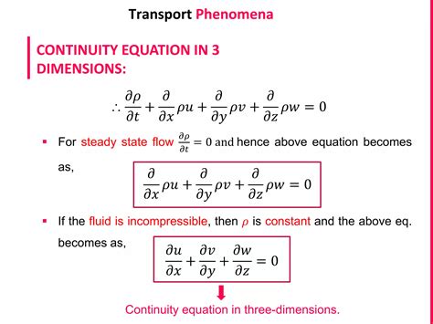 Transport phenomena (Continuity Equation) | PDF