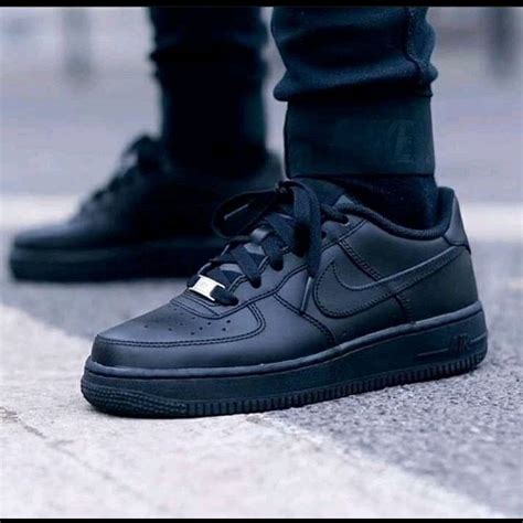 Nike Airforce 1 low Top Leather Quality Black First Copy Shoes 2024 ...