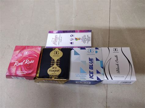 Arochem Ice Blue, Aro Magnet, Real Rose and Black Oudh Attar, Combo of ...