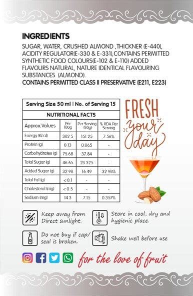 Frujoy badam syrup 750ml | For Drinks Juices | Fruit Mocktail | Cockta ...