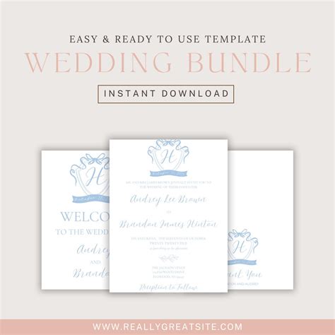 Elegant Wedding Template Bundle Editable Canva Invitation Suite Instant ...