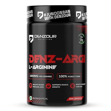DENZOUR NUTRITION L-Arginine 1000 mg – 60 Veg Capsules | Supports ...