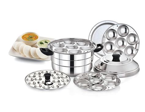 Kissan Stainless Steel Vista Idly Pot with 3 Idly Plates(7 Idlies),1 ...