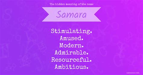 The hidden meaning of the name Samara | Namious