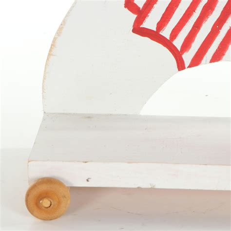 Marvin Finn Folk Art Wood Cut-Out Bird on Wheeled Base, 2003 ...