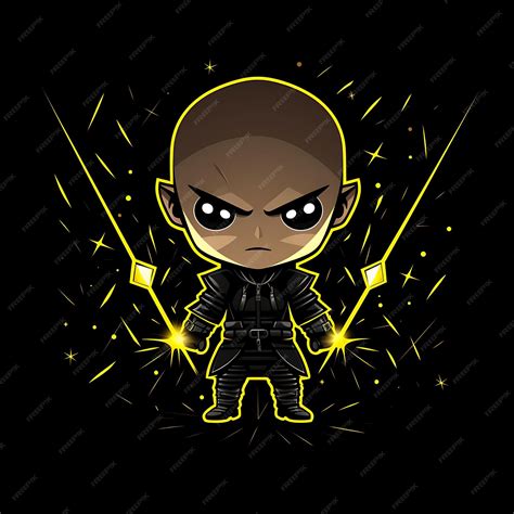 Premium Photo | Neon Character of Determined Chibi Boy With Buzz Cut ...