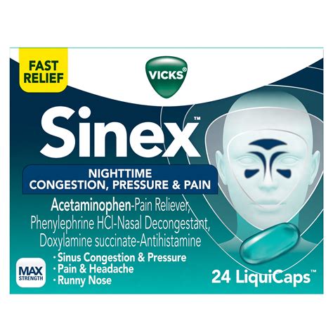 Vicks Sinex Nighttime Sinus Congestion, Pressure & Pain LiquiCaps 24ct – Walmart Inventory ...