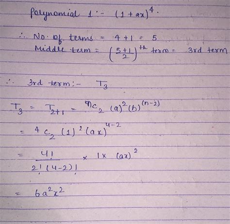Find the value of 'a' for which the coefficient of The Middle terms in ...