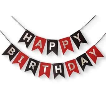 Red Silver Black Happy Birthday Banner Sign Decorations for Boys Girls ...