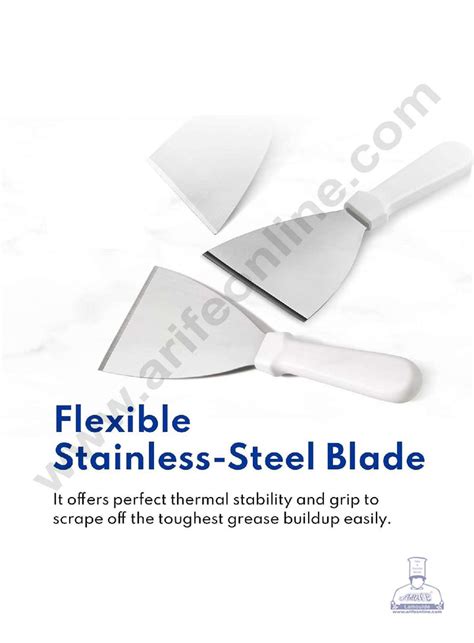 CAKE DECOR™ White Handle Scraper Stainless Steel Scraper ( 24.5 cm ...