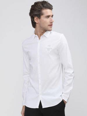 Buy HIGHLANDER Men White Nylon Embroidered Regular Fit Shirt (L) Online