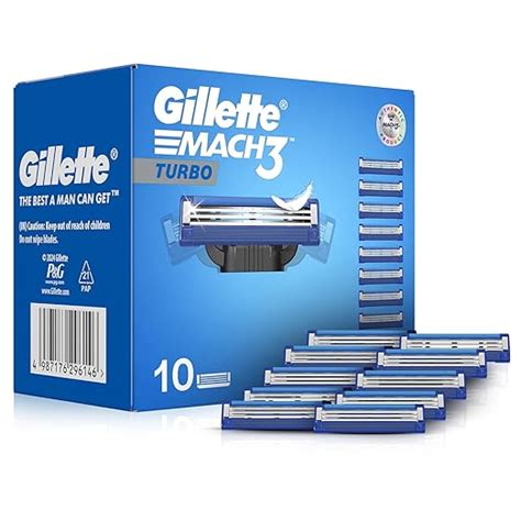 Buy Gillette Mach Turbo Men 3 Shaving Blades- Pack Of 10 (Cartridges ...
