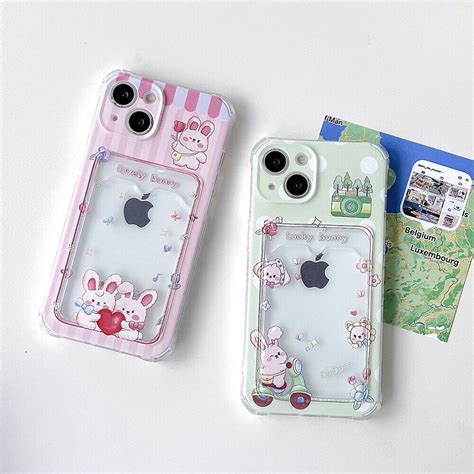 Couple Cute Rabbit Card Slot Clear Phone Case For | Ubuy India