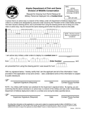 Fillable Online adfg alaska Drawing Hunt Permit Reissue Form - Alaska ...