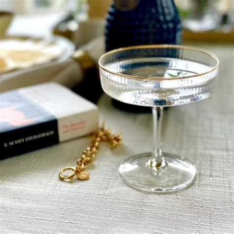 Gold Rim Stripe Saucer Coupe Cocktail Glass, 200ml (Set of 12 ...