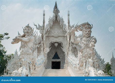 The White Sculptures at the Entrance. Wat Rong Khun, White Temple ...