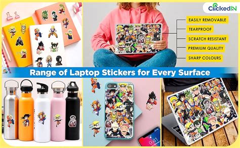 CLICKEDIN (Pack of 50) No-Duplicate Anime Vinyl Self-Adhesive Stickers ...