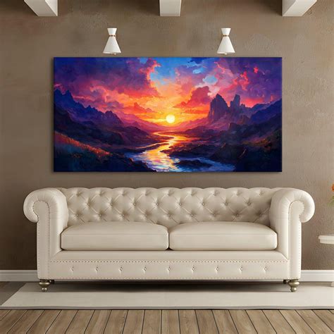 Framed Sunrise Canvas Painting for Wall - Elegant Wall Art for Positive ...