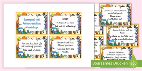 Fasching: Lesespiel mit Kettenreaktion - Spiel