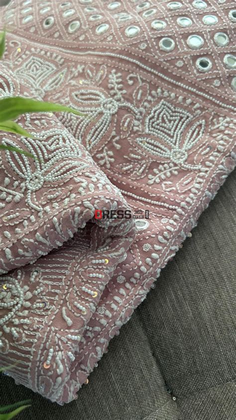 Rose Gold Mirror & Pearl Lucknowi Suit (Kurta Dupatta set) – Dress365days