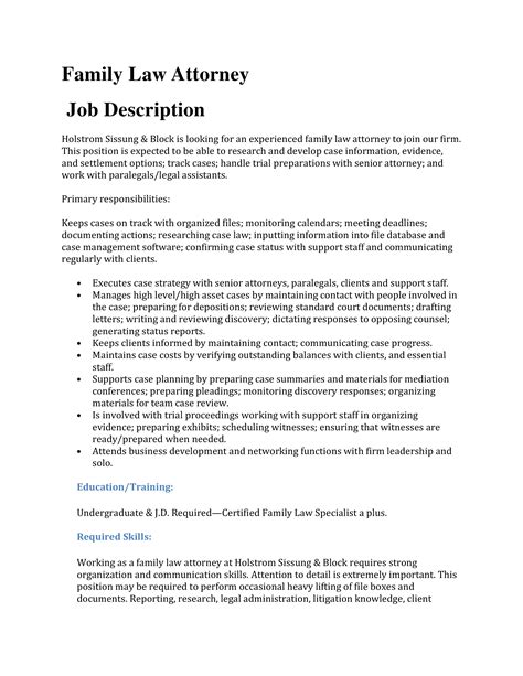 Family Law Attorney Job Description | Templates at allbusinesstemplates.com