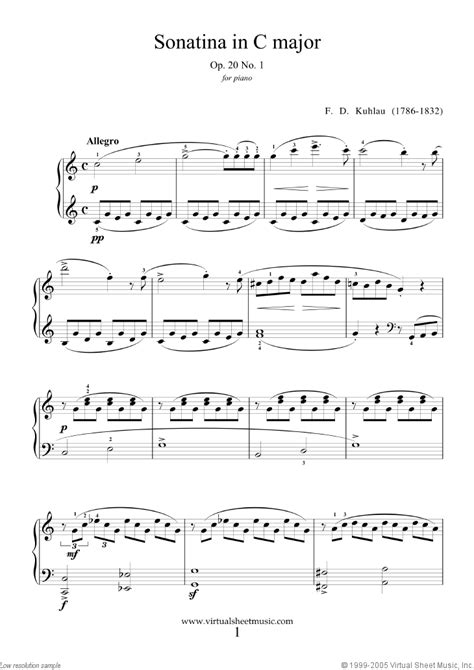 Sonatina in C major Op.20 No.1 sheet music for piano solo (PDF)